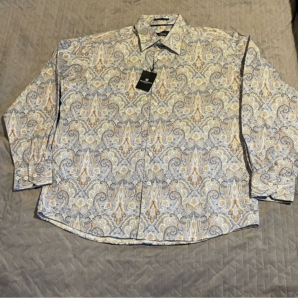 Bugatchi paisley button up shirt mens large NWT‎